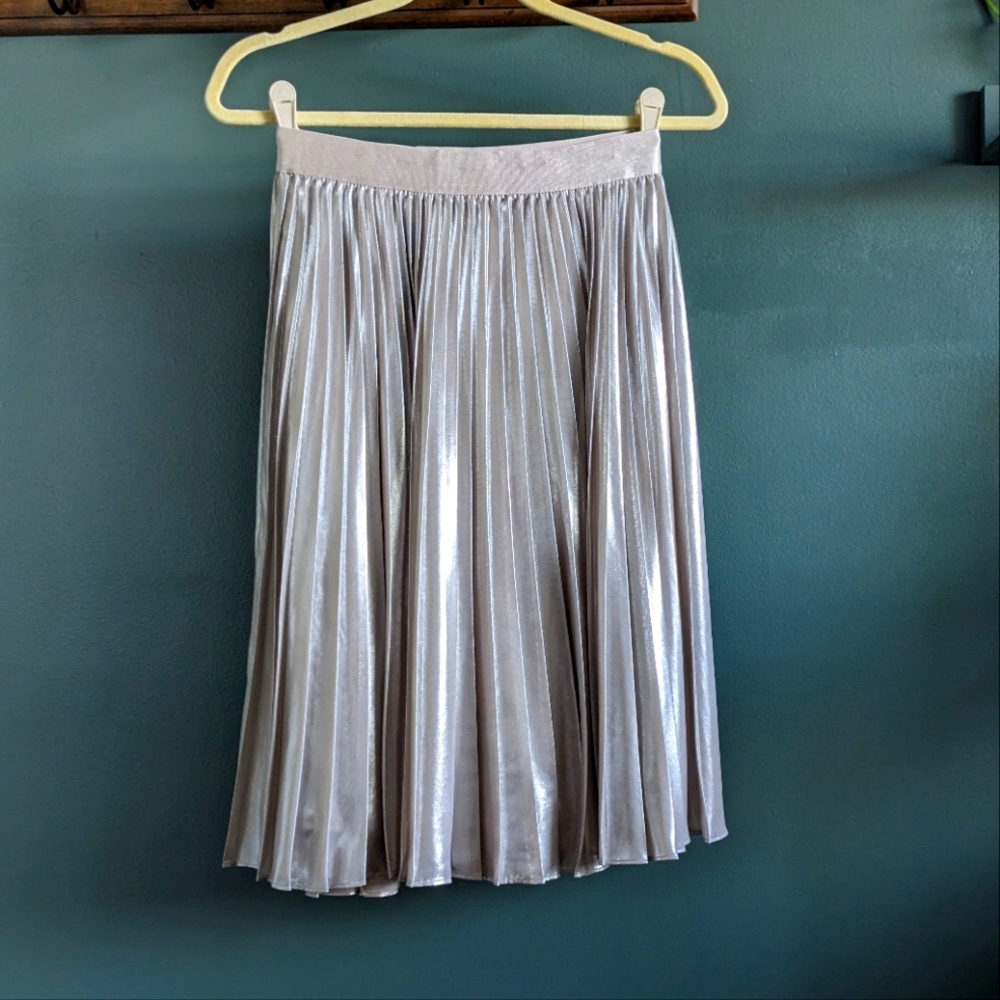 Express XS champagne Silver Pleated Skirt
